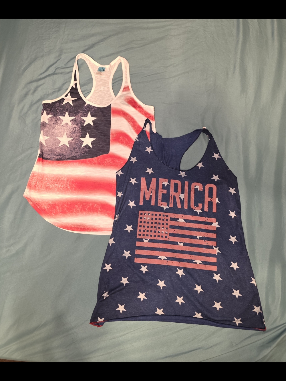 2 American Flag Tank Tops